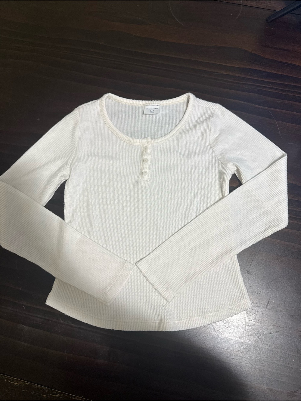 abercrombie kids Cream Ribbed Henley Scoop-Neck Sweater